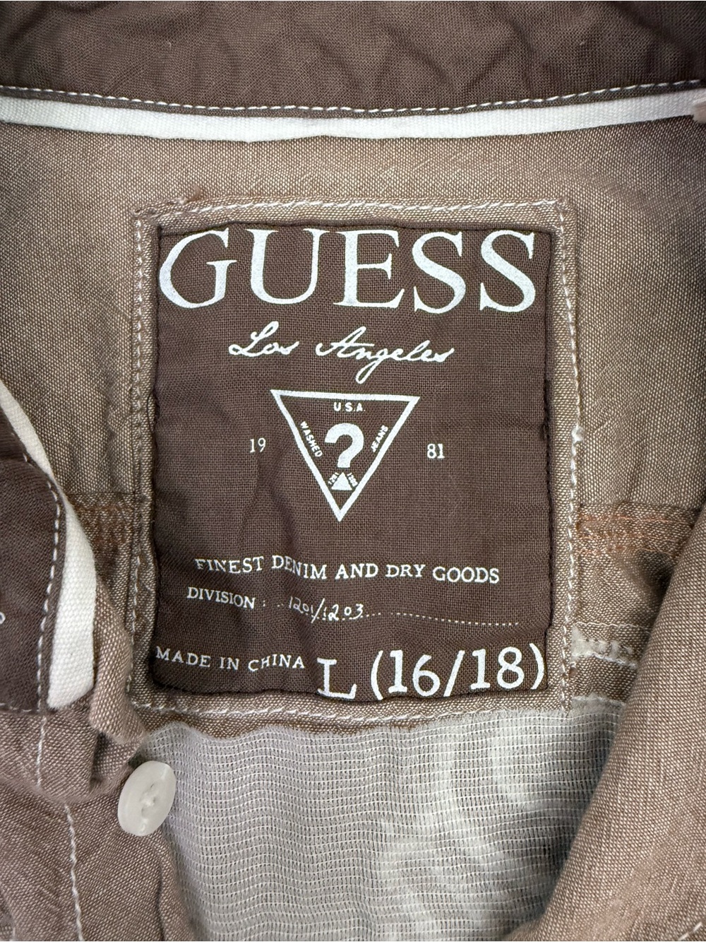 Guess Los Angeles Sweet Smart Y2K Graphic Button Front Shirt Unisex XS Brown - Picture 7 of 8